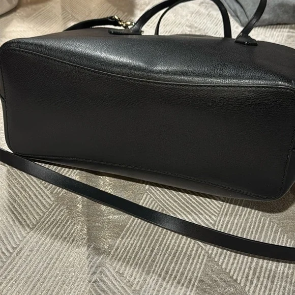 Kate Spade Black Leather Harper Satchel Crossbody Purse - Picture 6 of 16